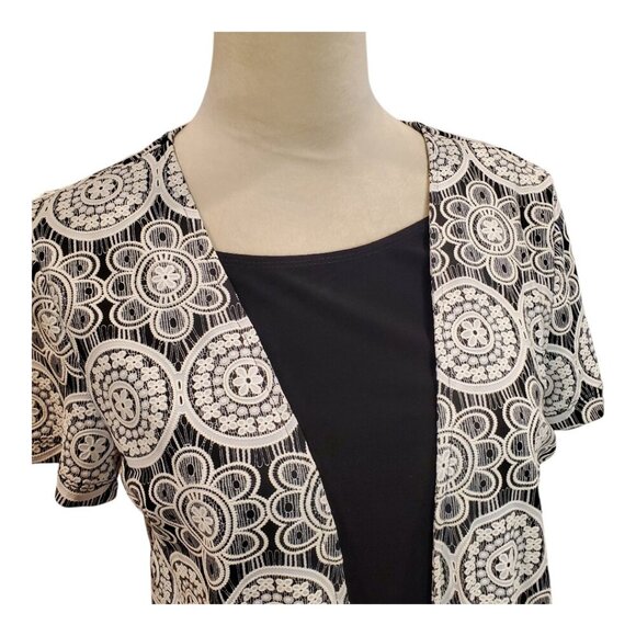 PERCEPTIONS SZ MP Women's Medallion Puff Print Mock Jacket Stretch Dress - Picture 3 of 10